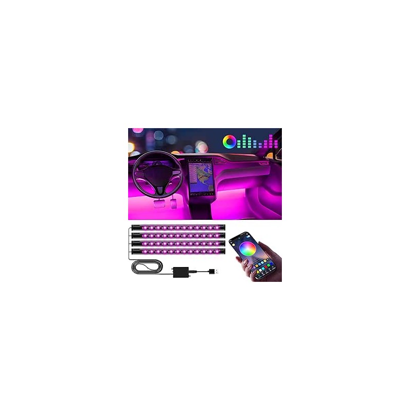 Winzwon Cadeau de Noël pour Homme Femme, LED Voiture Interieur, Accessoire Voiture Lampe, 16 Millions de Couleurs Car Accessorie