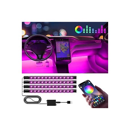 Winzwon Cadeau de Noël pour Homme Femme, LED Voiture Interieur, Accessoire Voiture Lampe, 16 Millions de Couleurs Car Accessorie