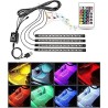 Bande Lumineuse LED 4 en 1 étanche RVB pour intérieur de Voiture - Activation sonore et télécommande