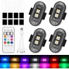 Set de 4 lumières de drone stroboscopiques à télécommande pour voiture, lumières LED flash, 7 couleurs, lumières anti-collision 