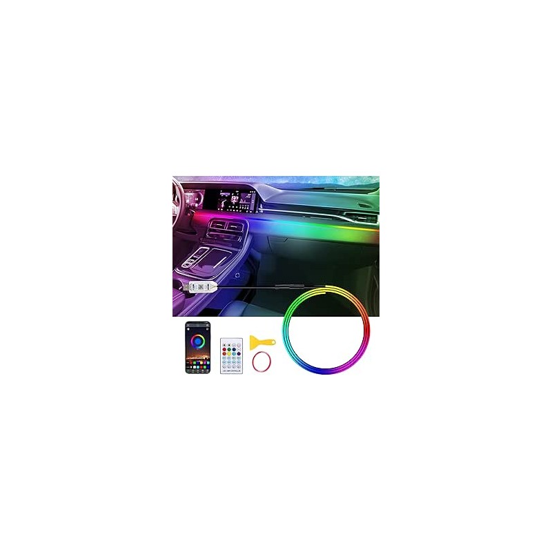 Éclairage intérieur LED en acrylique pour voiture - Éclairage d'ambiance RVB - 110 cm - 146 LED avec 219 options de scène - Cont