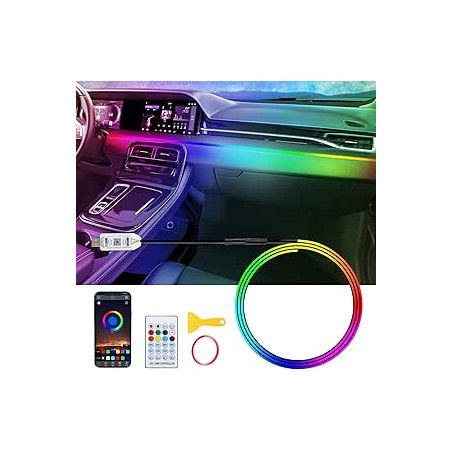 Éclairage intérieur LED en acrylique pour voiture - Éclairage d'ambiance RVB - 110 cm - 146 LED avec 219 options de scène - Cont