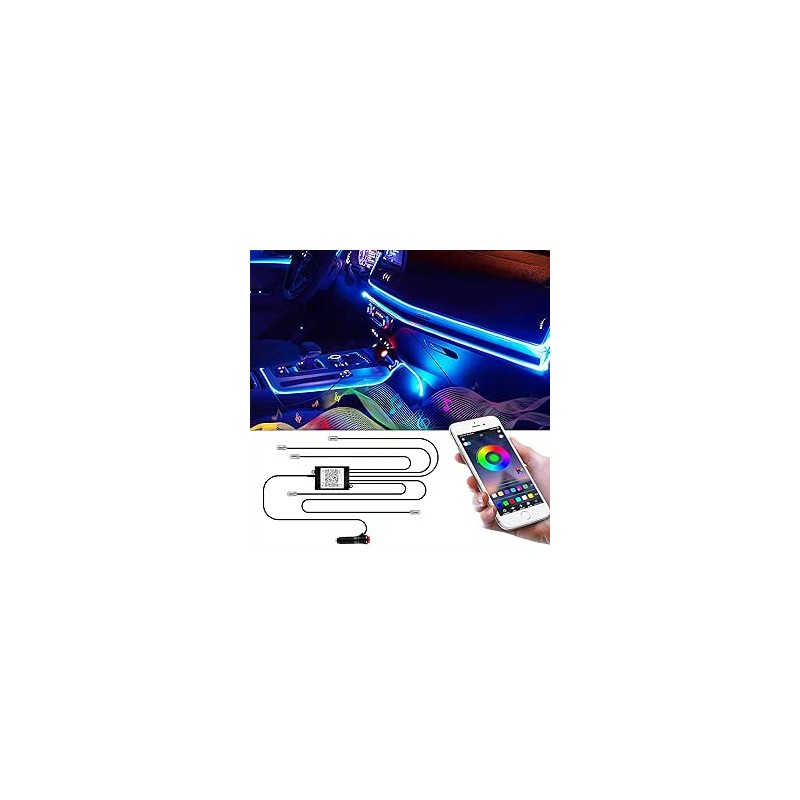 Éclairage intérieur de voiture à LED 6 m - Bande LED RVB - Éclairage d'ambiance - Avec application