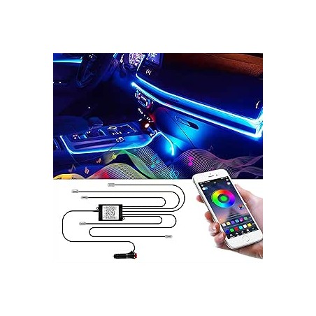 Éclairage intérieur de voiture à LED 6 m - Bande LED RVB - Éclairage d'ambiance - Avec application