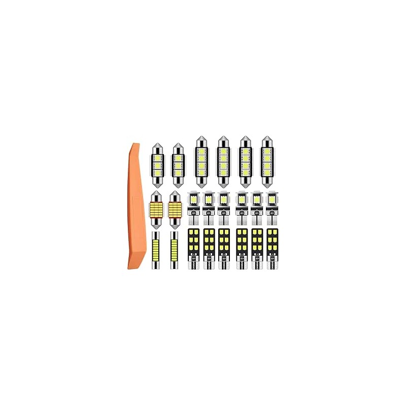 Justech 22pcs Kit d'Ampoules LED sans Erreur Lot de 20 Can-bus Ensemble de Rechange Lumières Festoon Navette C5W T10 168 194 282