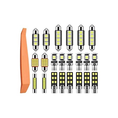 Justech 22pcs Kit d'Ampoules LED sans Erreur Lot de 20 Can-bus Ensemble de Rechange Lumières Festoon Navette C5W T10 168 194 282