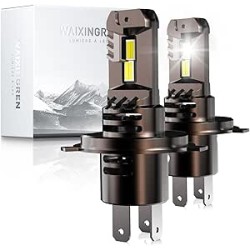 Ampoule H4 LED Voiture 36000LM, 120W, 6500K Lumière Blanche, Remplacement pour Halogènes, 1:1 Taille Halogène, Plug and Play, 70