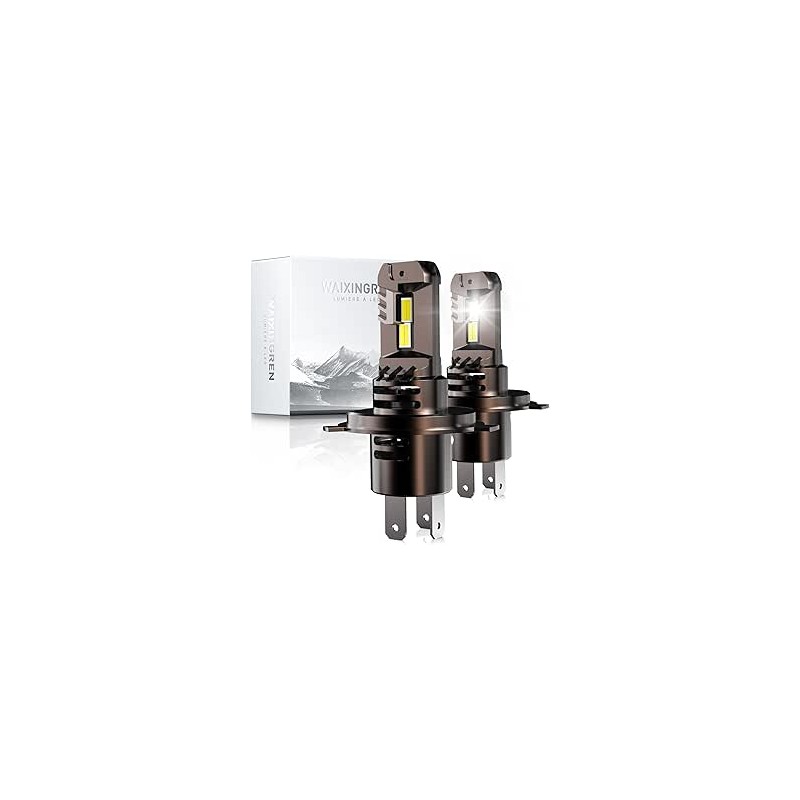 Ampoule H4 LED Voiture 36000LM, 120W, 6500K Lumière Blanche, Remplacement pour Halogènes, 1:1 Taille Halogène, Plug and Play, 70