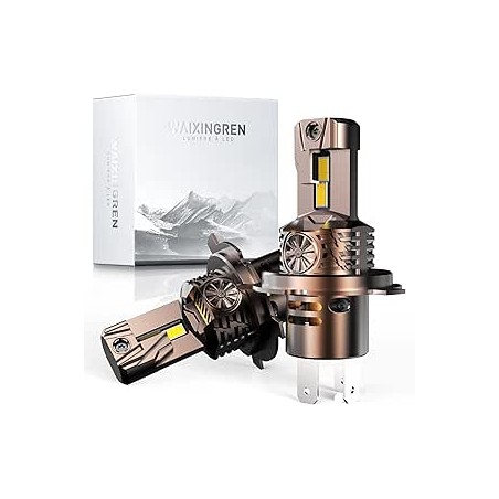 Ampoule Led H4 32000LM, 100W 6500K Lumière Ampoule H4 Led Voiture, 1:1 Halogène Mini Taille, 70000+ Heures De Vie, Plug and Play