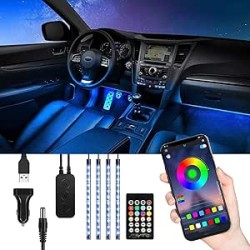 Éclairage LED Voiture Intérieur, TASMOR Ruban LED RGB pour Voiture avec Télécommande et Port USB, Bluetooth APP Contrôle, 48 LED