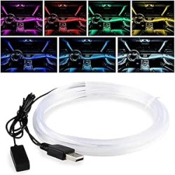 Éclairage LED Voiture Intérieur, Bande lumineuse USB à 7 couleurs changeantes pour le bricolage, adaptée à l'intérieur des voitu