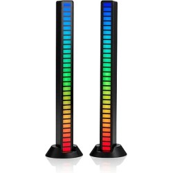 Auraglow Lot de 2 barres lumineuses LED activées par le son, sans fil, rechargeable, avec suppression du bruit, 16 modes d'affic