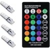 Lot de 4 ampoules LED T10 W5W 194 - En silicone - Changement de couleur - Pour intérieur de voiture - 6 SMD 5050 - Avec télécomm