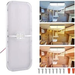 Plafonnier Led 12v Camping Car, 204LEDs, 15W Dimmable, 3 Couleurs, Lampe 12v Led avec Commutateur de MéMoire, éClairage pour Cam