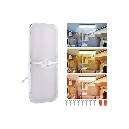 Plafonnier Led 12v Camping Car, 204LEDs, 15W Dimmable, 3 Couleurs, Lampe 12v Led avec Commutateur de MéMoire, éClairage pour Cam