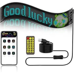 Panneau LED pour voiture, 59,5 x 12 cm, panneau matriciel LED flexible, contrôle par application Bluetooth, tableau d'affichage 