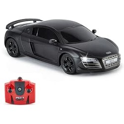 CMJ RC Cars Télécommande Supercar Gamme Lumières LED, 2.4GHZ Course 10 Ensemble - Audi R8 GT Noir Mat, 1:24 Scale