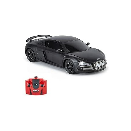 CMJ RC Cars Télécommande Supercar Gamme Lumières LED, 2.4GHZ Course 10 Ensemble - Audi R8 GT Noir Mat, 1:24 Scale