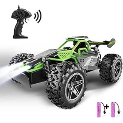 Voiture Télécommandée Tout Terrain avec LED, 2.4Ghz 15+KM/H Télécommandé pour Enfant 3-7+, Coquille Alliage, Radiocommandée Cade