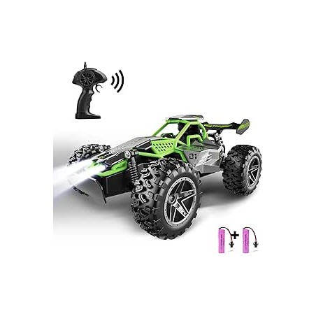 Voiture Télécommandée Tout Terrain avec LED, 2.4Ghz 15+KM/H Télécommandé pour Enfant 3-7+, Coquille Alliage, Radiocommandée Cade
