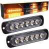 RIGIDON 2 Pcs 6 LED orange feu de freinage stroboscopique, 12V 24V Barre lumineuse led pour offroad véhicule voitureutilitaire, 