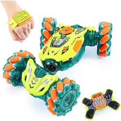 A ALPHA RC Voiture Télécommandée, 4WD 360°Rotation RC Véhicule Stunt Car avec LED, 2.4GHz Voiture télécommandée Tout Terrain pou