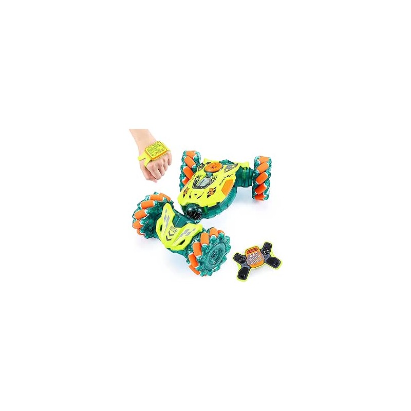 A ALPHA RC Voiture Télécommandée, 4WD 360°Rotation RC Véhicule Stunt Car avec LED, 2.4GHz Voiture télécommandée Tout Terrain pou