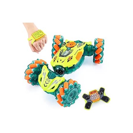 A ALPHA RC Voiture Télécommandée, 4WD 360°Rotation RC Véhicule Stunt Car avec LED, 2.4GHz Voiture télécommandée Tout Terrain pou