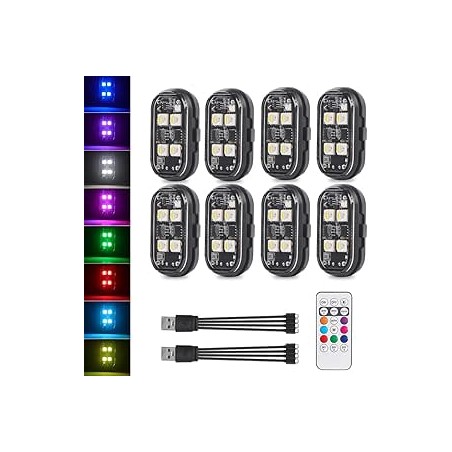 KaiDengZhe Lumières Stroboscopiques LED Moto avec Télécommande 8 Couleurs Imperméable Sans Fil Lumière D'anti-Collision USB Char