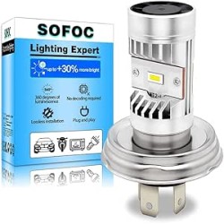 SOFOC Ampoule P45T R2 Led Ventilateur De Refroidissement Intégré 5000Lm Phare De Moto 6V 12V 24V Compatible Avec 6-24V AC/DC 15W