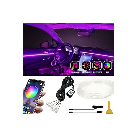 Keiurot LED Voiture Interieur App Contrôler Eclairage LED de Voiture Intérieur 5 en 1 RGB Bande Lumineuse à LED de Voiture avec 