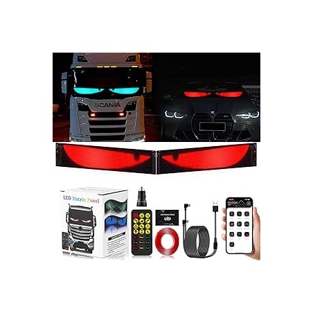 Lot de 2 lumières LED pour voitures et camions - Écran LED dynamique doux programmable - Avec contrôle par application et téléco