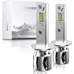 Ampoule H1 LED 26000LM, 120W, 6500K Lumière Blanche, Remplacement pour Halogènes, 1:1 Taille Halogène, Plug and Play, 70000+ Heu