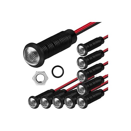 Gebildet 10pcs Voyants LED en Plastique AC/DC 12-24V Taille du Trou de Montage 6mm (Blanc)