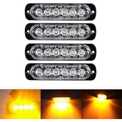 Ricoy Feu de freinage stroboscopique à 6 LED pour voiture - Barre lumineuse pour véhicule de 12 V à 24 V - Balise clignotante de