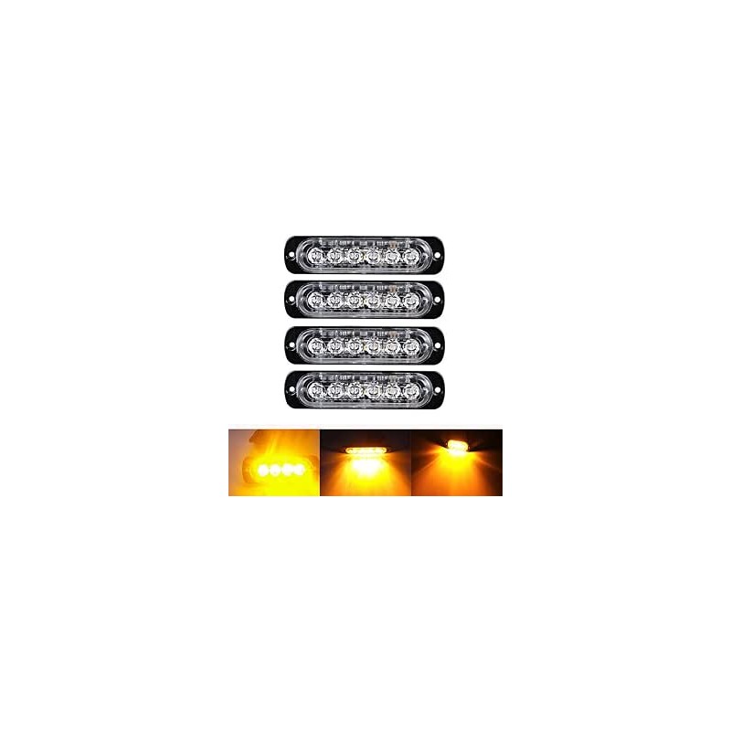 Ricoy Feu de freinage stroboscopique à 6 LED pour voiture - Barre lumineuse pour véhicule de 12 V à 24 V - Balise clignotante de
