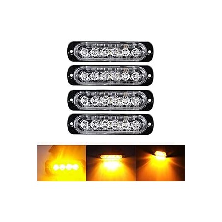 Ricoy Feu de freinage stroboscopique à 6 LED pour voiture - Barre lumineuse pour véhicule de 12 V à 24 V - Balise clignotante de