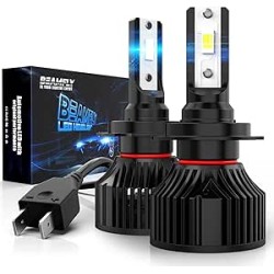 Ampoule H7 LED Voiture 16000LM, Lampes de Phares Auto, Kit de Conversion Halogène 12V, 6000K Blanche Puissante