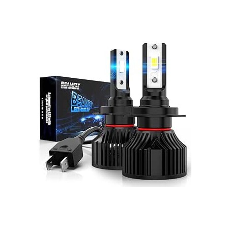 Ampoule H7 LED Voiture 16000LM, Lampes de Phares Auto, Kit de Conversion Halogène 12V, 6000K Blanche Puissante