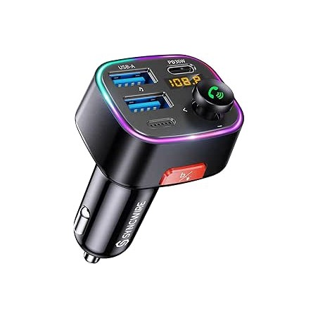 SYNCWIRE Transmetteur FM Bluetooth 5.4 Voiture, 48W Max(PD 36W et 12W) Bluetooth Adaptateur de Charge Deux USB pour Voiture, Rad