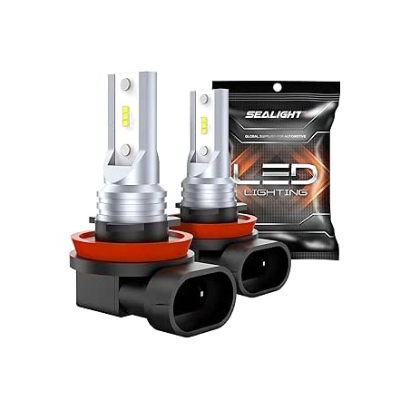 SEALIGHT H11 LED Ampoules, H8 H9 H16, 350% de luminosité 6 000 LM 6 500 K, Ampoules halogènes de Rechange pour Voitures, camions
