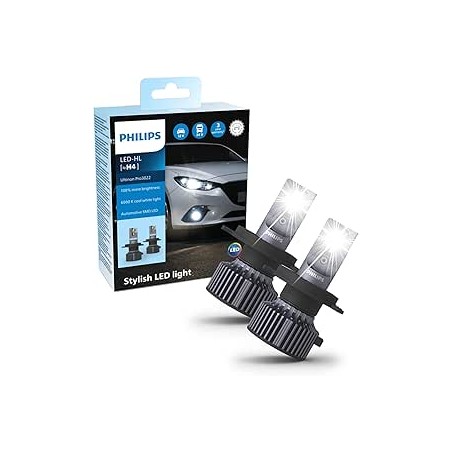 Philips Ultinon Pro3022 LED ampoule de phare automobile (H4), +100%, lumière blanche et froide à 6.000K, set de 2