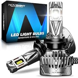 NOVSIGHT Ampoule H7 LED Voiture - 40000LM 130W 800% Luminosité, 6500K Blanc Power Mini Design H7 LED Phares, Remplacement pour K