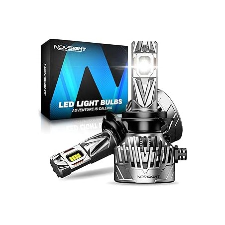 NOVSIGHT Ampoule H7 LED Voiture - 40000LM 130W 800% Luminosité, 6500K Blanc Power Mini Design H7 LED Phares, Remplacement pour K