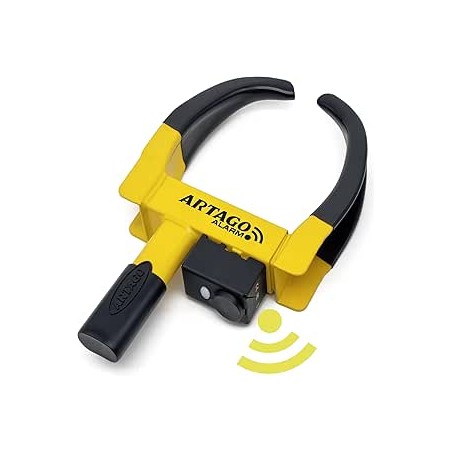 ARTAGO ART872 Antivol Voiture Sabot Roue Haut de Gamme, 2en1 Sans/Avec Alarme 120dB Alerte LED Plus Sûr et Dissuasif, Clés Haute