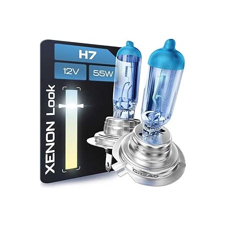 Gread - Ampoules halogènes pour phares de voiture H7 55W, aspect xénon, 8500k super blanc, pour phares de voiture, compatibles e