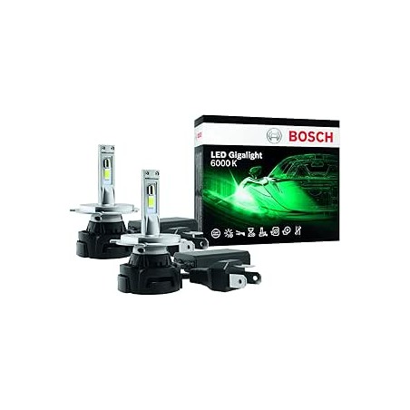 Bosch ~H4 LED Gigalight - lampes de phare auto - 12V 30W, blanc froid 6000K - lot de 2 lampes LED - usage hors routes ouvertes u