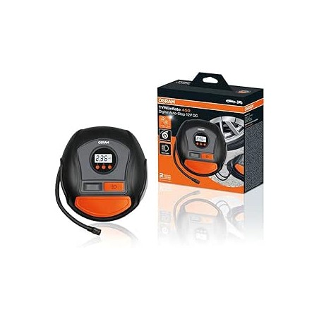 OSRAM TYREinflate 450, gonfleur de Pneu numérique avec lumière LED, compresseur d'air Portable 12 V pour pneus de Voiture, Alime
